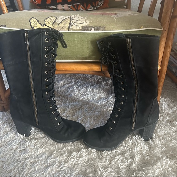 Timberland Boots | Glancy | Knee High | Suede | Black | 8.5 l lace-up zip - Picture 3 of 9